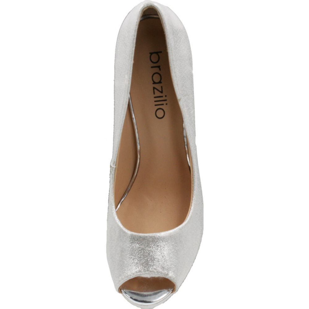 Peeptoe Silver Shimmer Heels ShoeBeDoo
